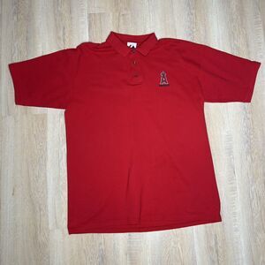 Los Angeles Angels Polo Shirt Adult XL Red Baseball MLB Majestic Active Mens